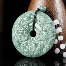 Natural Myanmar Jade Nine Dragon Double Face Pendant, Burma Jadeite , Gift for M - £70.97 GBP