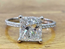 Princess Cut 2.35Ct Simulated Diamond White Gold Plated Engagement Ring Size 7.5 - £111.73 GBP