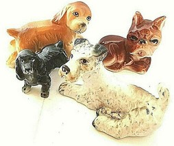 Vintage Collectible  a group of Ceramic and Bone China PUPPIES Figurines 2&quot; tall - £17.22 GBP