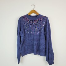 Charter Club Womens Large Intrepid Blue Sequined Sweater NWT AE19 - $16.39