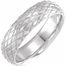 14k White Gold 6MM Diamond Pattern Wedding Band Ring - £895.31 GBP+