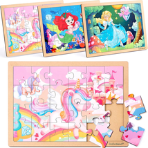 Puzzles for Kids Ages 4-6 - 3 Pack of 24 Piece Wooden Puzzles for Toddlers 3-5 - - £28.65 GBP