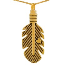 Stainless Steel/Gold Plated Feather Pendant/Necklace Cremation Urn for Ashes - £77.80 GBP