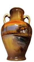 Noritake Hand Painted House on Lake w/Swan Trees 9&quot; x 6&quot; Large Vase c.1940 - $123.75