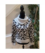 Jessica Simpson Sweater Women&#39;s Size Large Gray Black Leopard Print Cowl... - $41.55 CAD