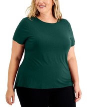 MSRP $40 Alfani Womens Plus Size Solid T-Shirt Dark Green Size 0X - £7.37 GBP
