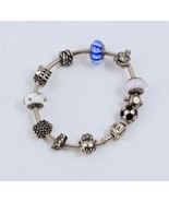 Authentic Pandora Sterling Silver Moments Bracelet 7.5&quot; 11 Charms Retire... - £107.52 GBP