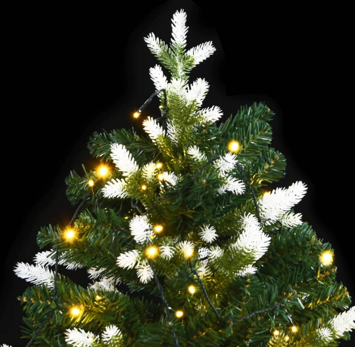 Vida XL Artificial Hinged Christmas Tree 150 Leds  & Flocked Decor