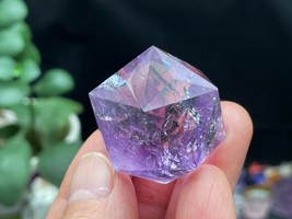 Natural Amethyst Rainbow Quartz Crystal 60 sided crystal E040937 - £59.61 GBP