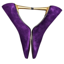 Stuart Weitzman Purple Suede Goldtone Stiletto Heel Pumps Size 7 1/2 M image 5