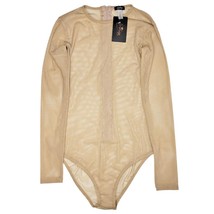 Nude Bodysuit Sheer Long Sleeves Zipper Mesh Layering Costume Club 11870... - $27.71