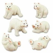 Set of Six Assorted White Polar Bears Shelf Sitter Tabletop Figurine 3.5... - $56.00 CAD