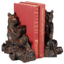 Bookends Bookend MOUNTAIN Lodge Whimsical Reading Bear Oxblood Red Resin - £212.75 GBP