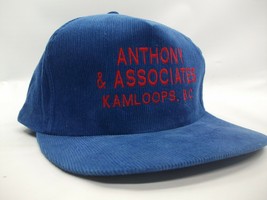Anthony &amp; Associates Hat Vintage Blue Corduroy Snapback Baseball Cap - £12.39 GBP