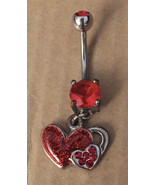 Vintage 1990s Silver Surgical Steel Sparkle Red Enamel And Ruby Rhinesto... - $433.33 MXN