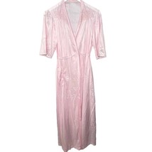 Vintage Nancy King Silky Long Robe Pink Size M Lace Peignoir Lingerie Be... - $29.65