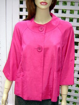 RELATIVITY Bright Raspberry Pink Acetate Blend 3/4 Sleeve Swing Jacket (6) NEW - £19.56 GBP