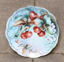 Vintage J &amp; C Senta Hand Painted 6 In. Strawberries Flowers Plate Scalloped Edge - £19.61 GBP