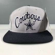 Vintage Dalls Cowboys Fitted Hat Size 6 5/8 Gray Blue White Script Logo - £29.16 GBP