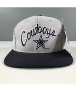 Vintage Dalls Cowboys Fitted Hat Size 6 5/8 Gray Blue White Script Logo - £29.09 GBP