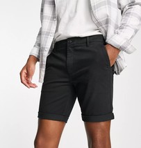 Topman Men&#39;s Black Skinny Chino Shorts Pockets Regular Fit 28&quot; NWT - £11.92 GBP