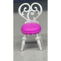 Barbie Chelsea &amp; Friends Pink &amp; White Heart Back Dollhouse Chair Mattel ... - £5.74 GBP