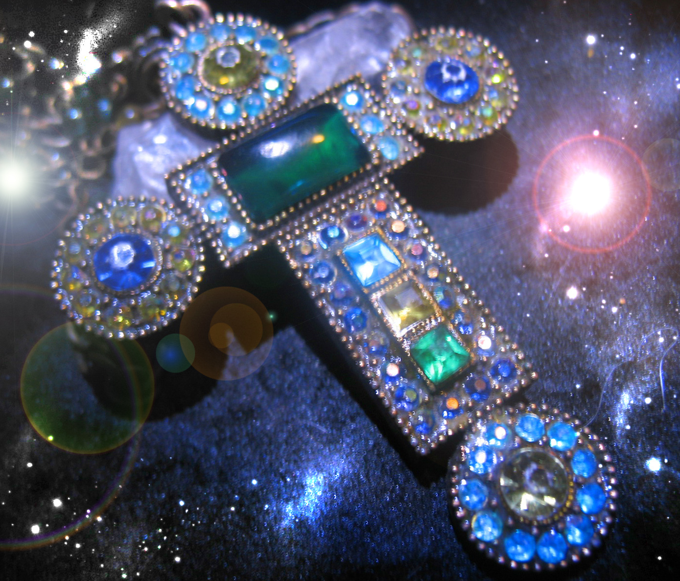 HAUNTED ANTIQUE NECKLACE GRAND JEWELED TEMPLAR CROS ETERNAL DIVINE POWER... - $203.33