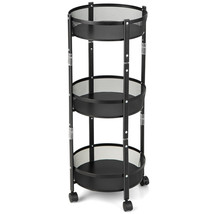 3-Tier Rotating 1-Second folding Storage Rack Metal Rolling Utility Cart Round - £59.14 GBP