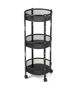 3-Tier Rotating 1-Second folding Storage Rack Metal Rolling Utility Cart... - £62.40 GBP
