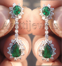 1.00ct Diamond Emerald 14k White Gold Awesome Evergreen Wedding Earrings - £2,230.96 GBP