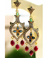 Victorian 1.50ct Rosecut Diamond Gemstones Colorful Wedding Earrings - £484.85 GBP