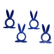 Easter Bunny Rabbit Ears Set of 4 Blue Napkin Rings Holders USA PR202-BLU-4 - £3.98 GBP