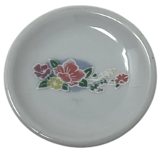 Vintage Miniature Collectible Stoneware Toy Tea Plate Pink Floral - $4.99