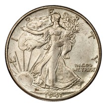 1941-S Plateado Walking Liberty Medio Dólar 50C (Elección Bu Estado) - £58.51 GBP