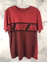 The Nike Tee Dri Fit Shirt Mens L Large  Athletic Cut Big Logo Red - $14.00