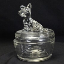 Scottie Dog Jeanette Glass Lid Covered Candy Dish Powder Jar Vintage - $270.34 MXN