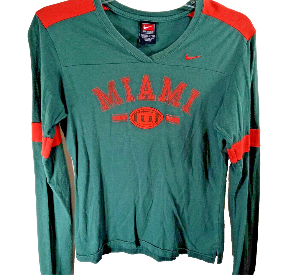 University of Miami Nike Team Long Sleeve T-Shirt Kids Size Medium - $9.78