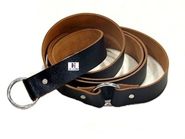 NauticalMart Leather Belt Medieval Knight Black Ring Belt Medieval Costume - £54.68 GBP