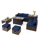 9 Pieces Outdoor Patio Furniture Set with 42 Inch Propane Fire Pit Table... - $26,119.68 MXN