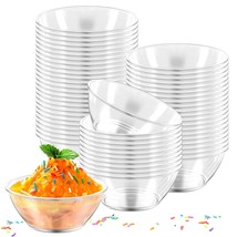 80 Pack 6Oz Hard Plastic Bowls, Small Disposable Clear Bowls Clear Soup Bowls Ic - £23.53 GBP
