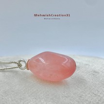 African Pink Rose Quartz Pendant in 925 Silver | Raw Beauty for Twin Flame  - £36.63 GBP