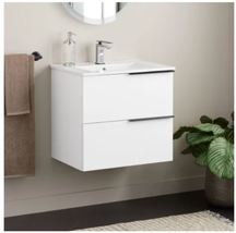 New Glossy White 24&quot; Varina Wall Mounted Single Vanity Set - with Warm O... - £507.65 GBP
