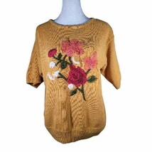 Norton McNaughton Womens Sweater Yellow Floral Medium - $20.20