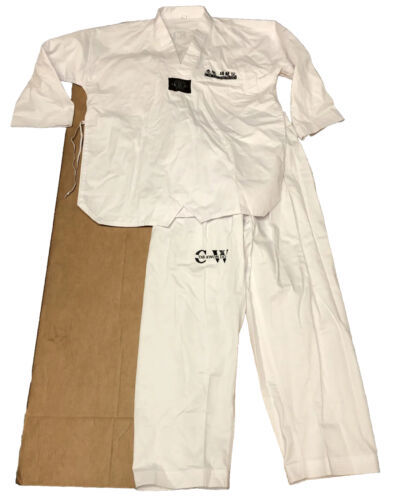 Primary image for CW Tae Kwon Kampfsport Uniform Gi Set Hemd & Hose Erwachsenengröße 4 Weiß Neu