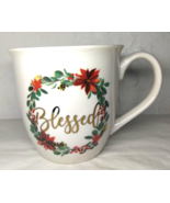 Holiday Blessed Poinsettia Berries Christmas 20.29 Fl Oz Ceramic Mug - $13.10