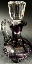 Vintage Dark Purple Bohemian Cut to Clear Cruet Bottle Handle Stopper 5 ... - €32,24 EUR