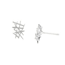 925 Silver 14K White Gold Plated Hashtag Matrix Stud Earrings Christmas Gift - $50.01