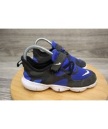 Nike Shoe Youth Kids 2.5 Sneaker Black Blue Casual Athletic Hook Loop Strap - £19.33 GBP