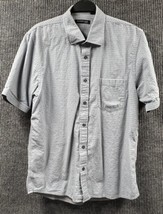 Keeneth Cole Shirt Mens Large Cotton Blue Brown Polka Dot Button Down Vintage - $23.30