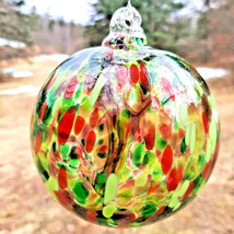 Hanging Glass 4&quot; Diameter Lime with Multi Color Specks Witch Ball (1) 19HB5 - £15.03 GBP